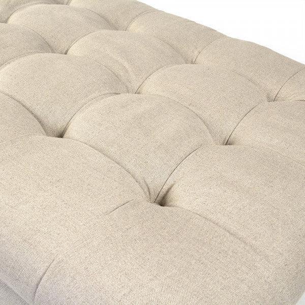 Pouf touffeté en chêne et lin naturel Maison