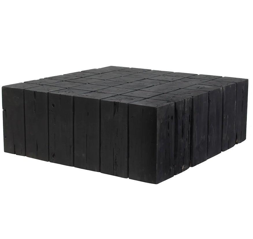 Table basse carrée en bois de teck naturel avec prisme