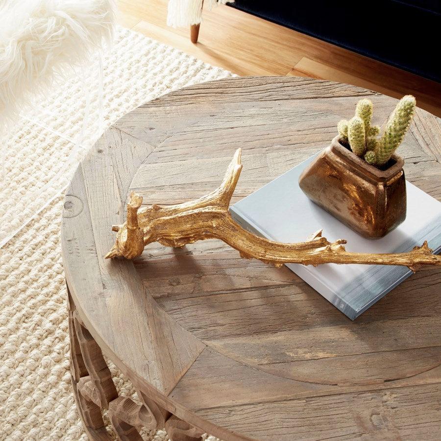 Table basse en bois naturel à quatre feuilles