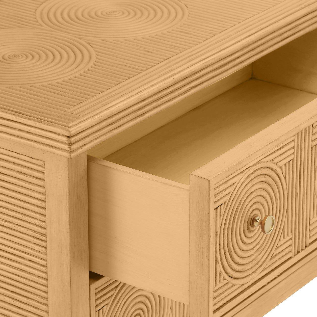 Commode à 2 tiroirs à motif rotin