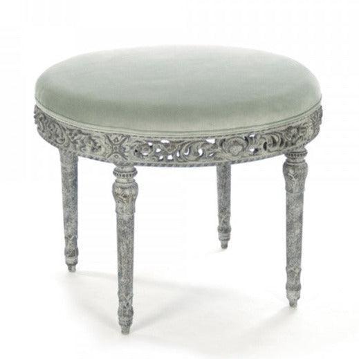 Tabouret rond français richement sculpté