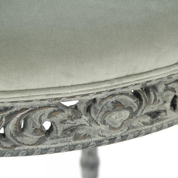Tabouret rond français richement sculpté