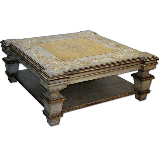 Table basse à plateau en volutes peintes