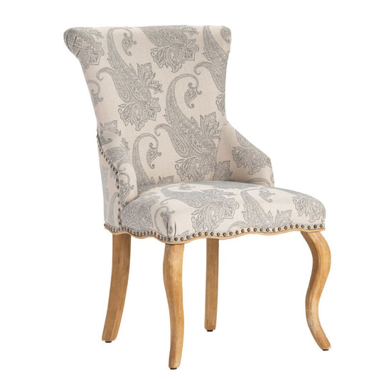 Fauteuil d'appoint gris clair à motifs cachemire