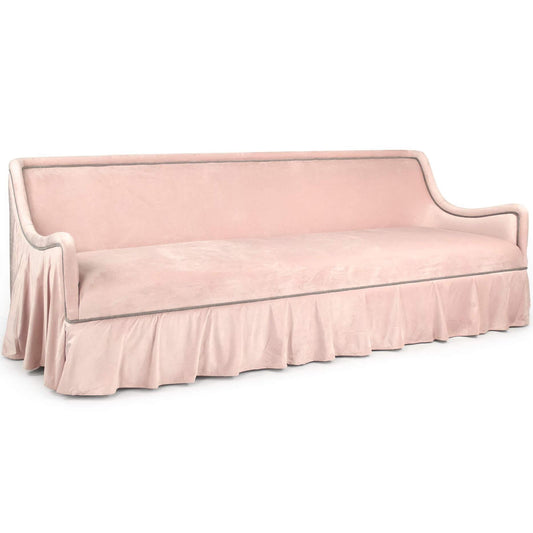Canapé en velours moelleux avec jupe rose