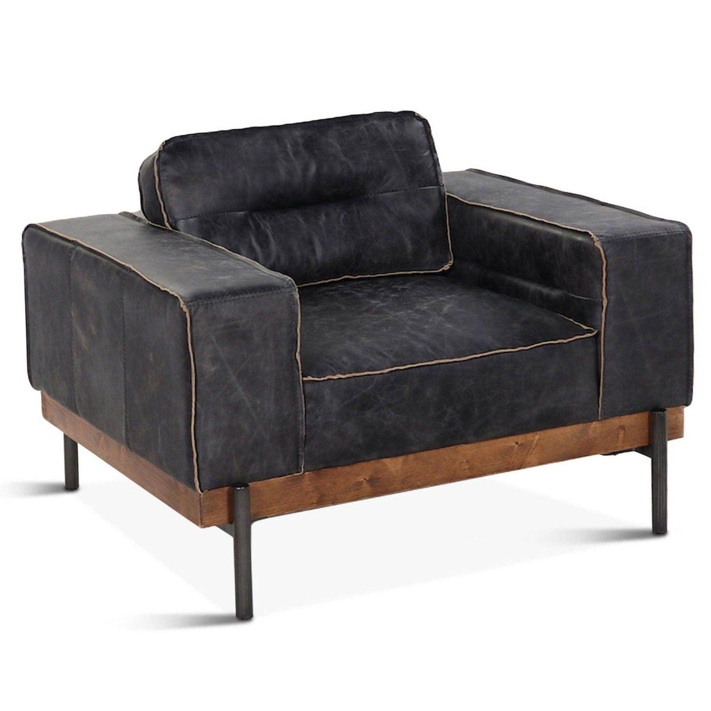Fauteuil de salon industriel noir Portofino