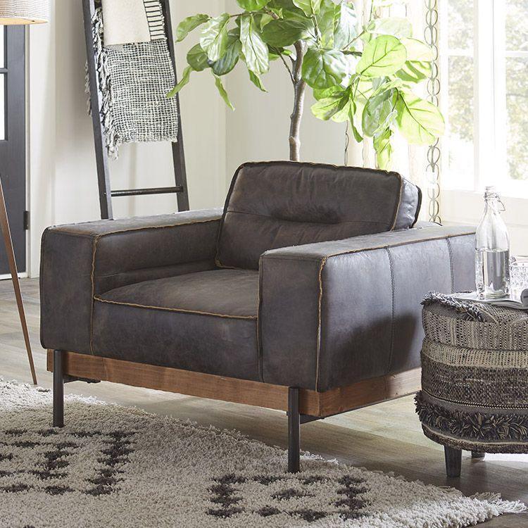 Fauteuil de salon industriel noir Portofino