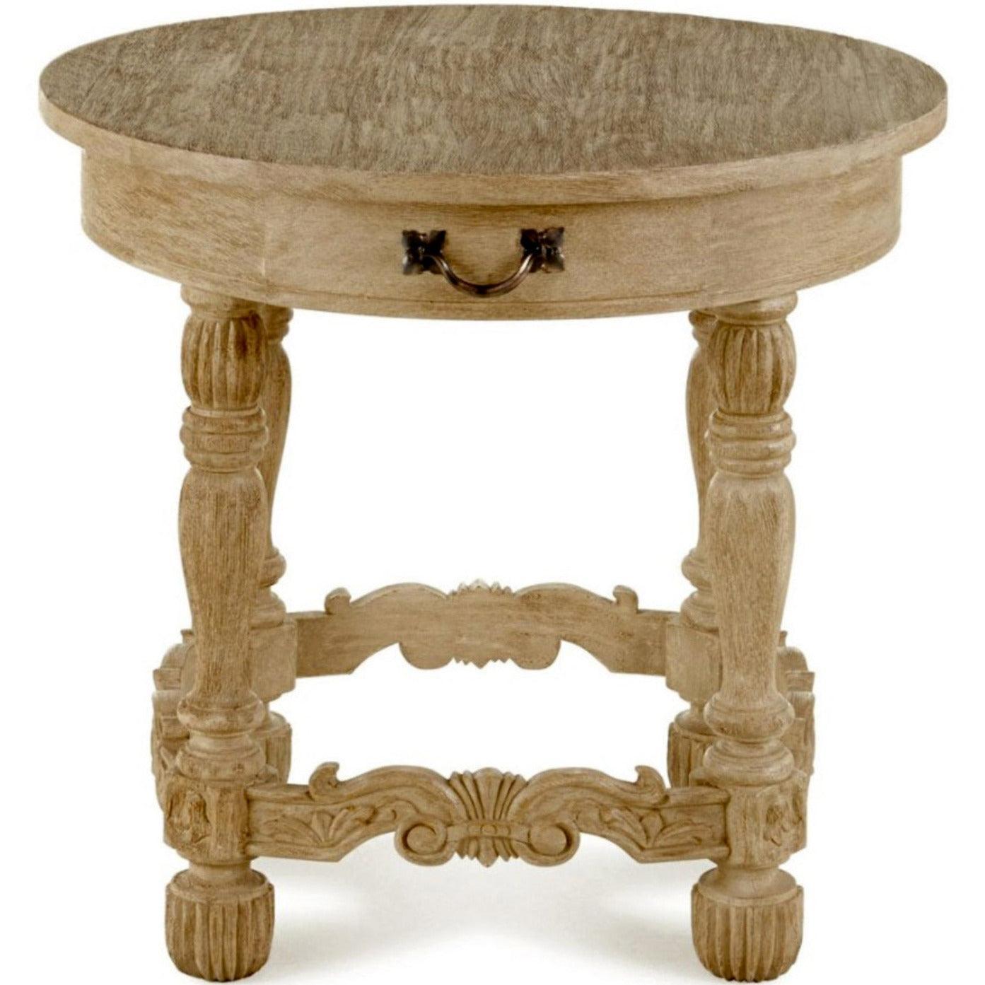 Table d'appoint ronde provençale avec tiroir