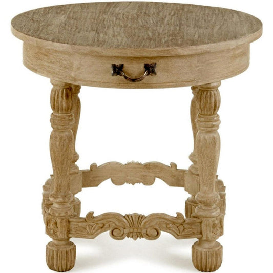 Table d'appoint ronde provençale avec tiroir