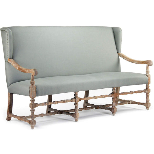 Banquette à dossier haut bleu sauge de Provence