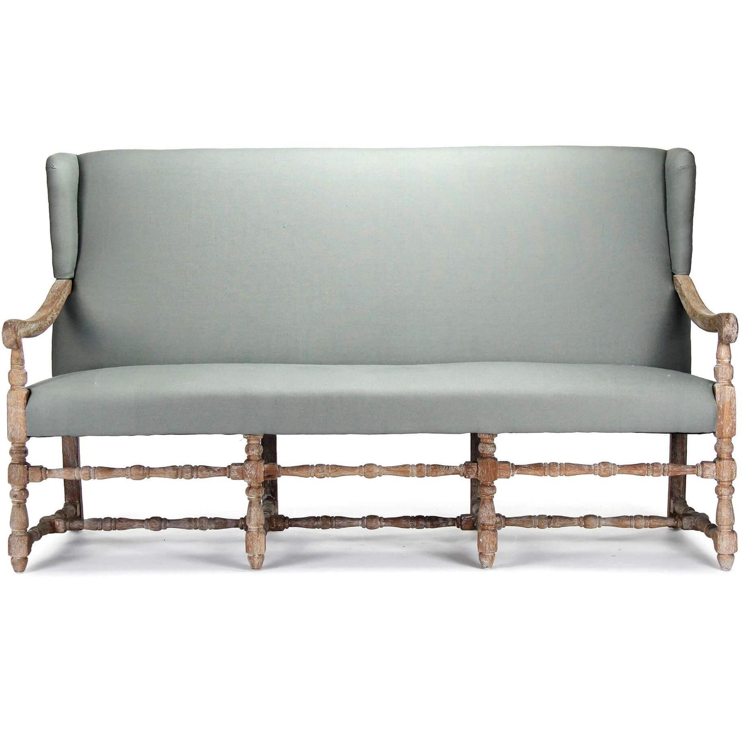 Banquette à dossier haut bleu sauge de Provence