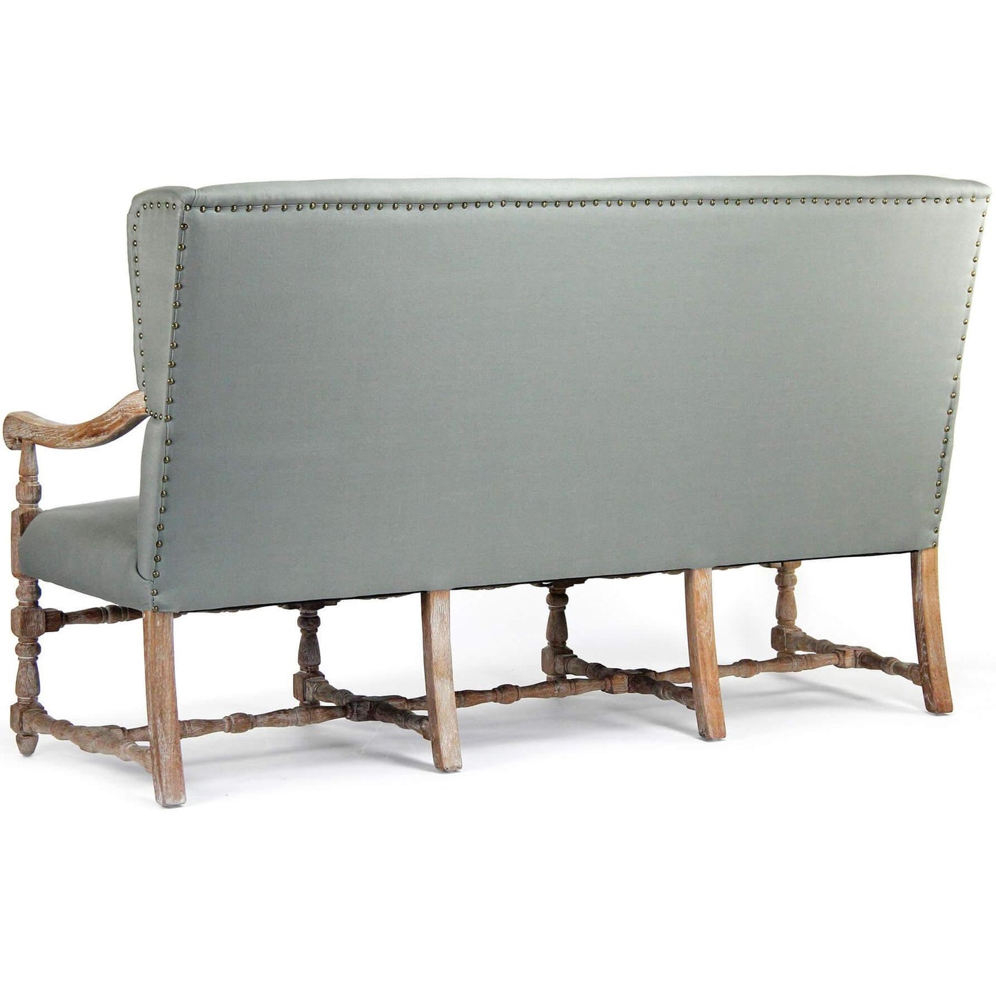 Banquette à dossier haut bleu sauge de Provence
