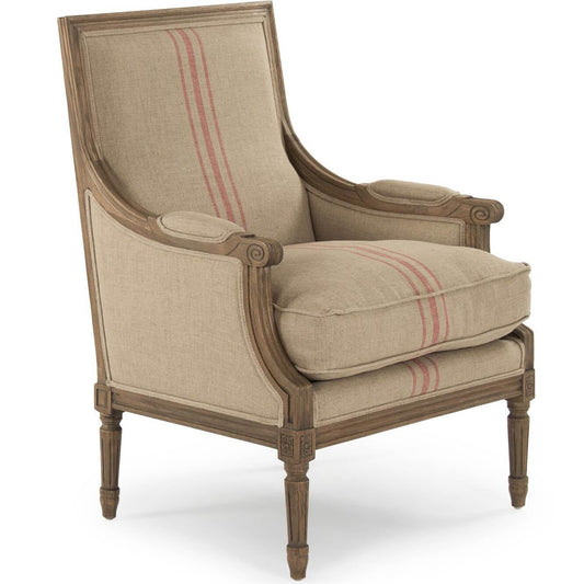 Fauteuil Louis XV rayé rouge