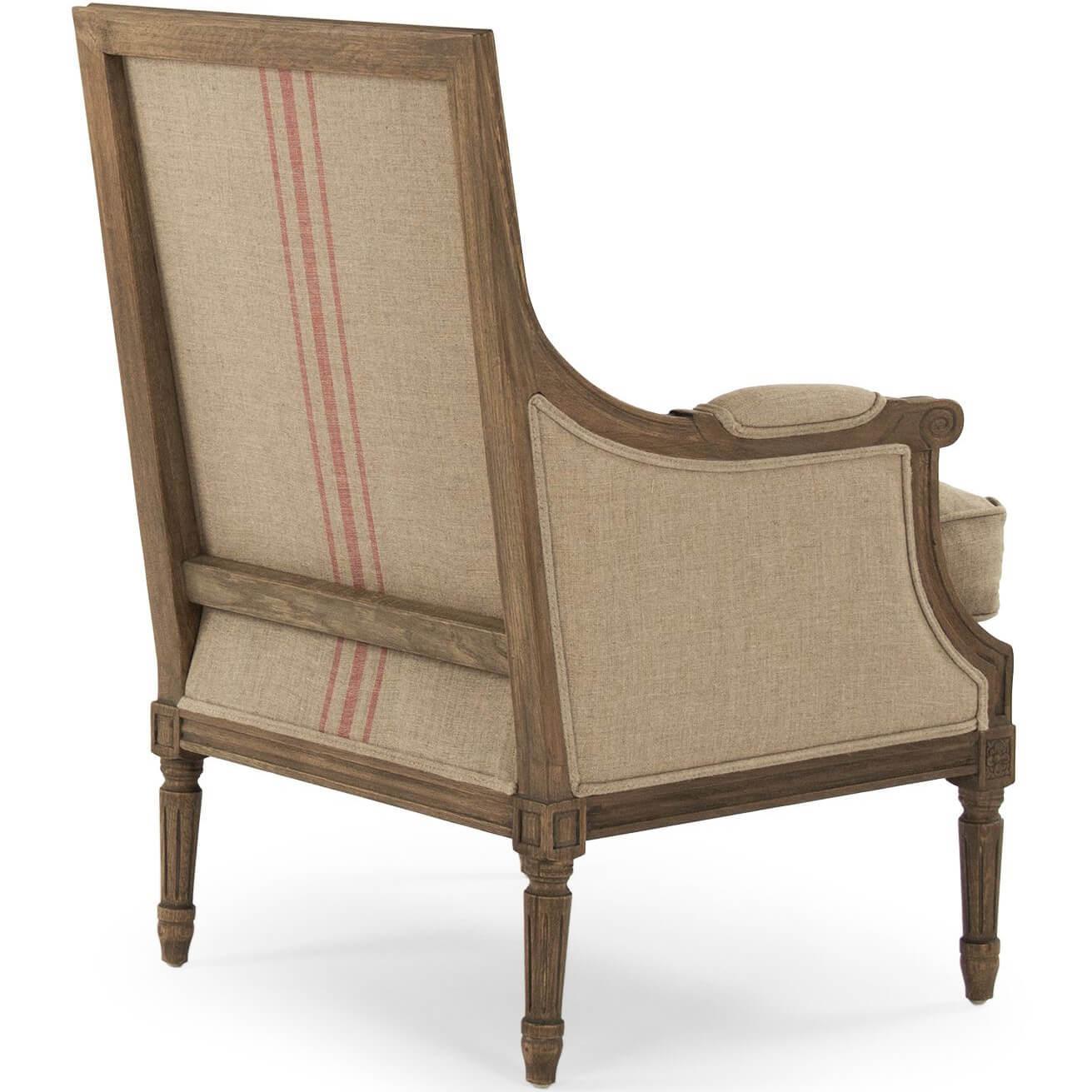 Fauteuil Louis XV rayé rouge