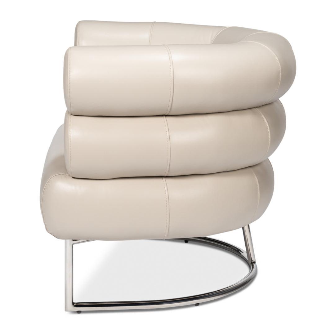 Fauteuil d'appoint en cuir blanc cristal
