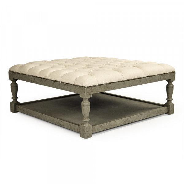 Pouf carré touffeté vert rustique