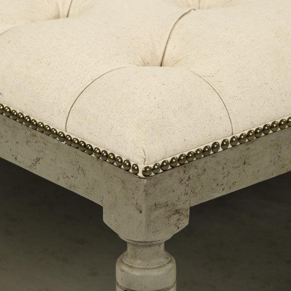 Pouf carré touffeté vert rustique