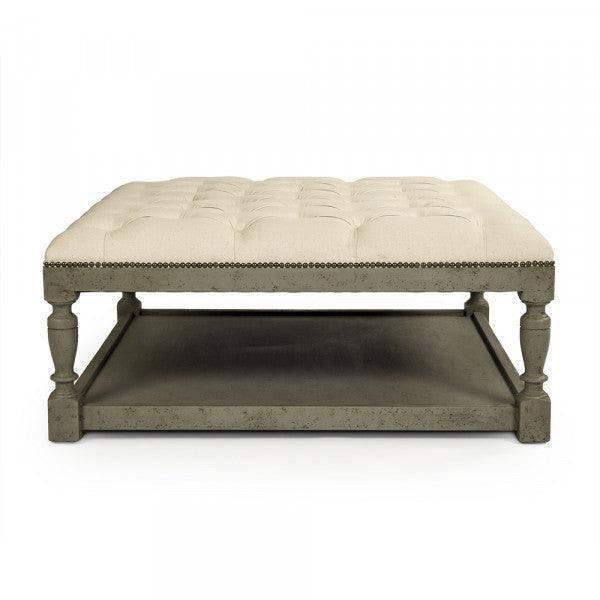 Pouf carré touffeté vert rustique