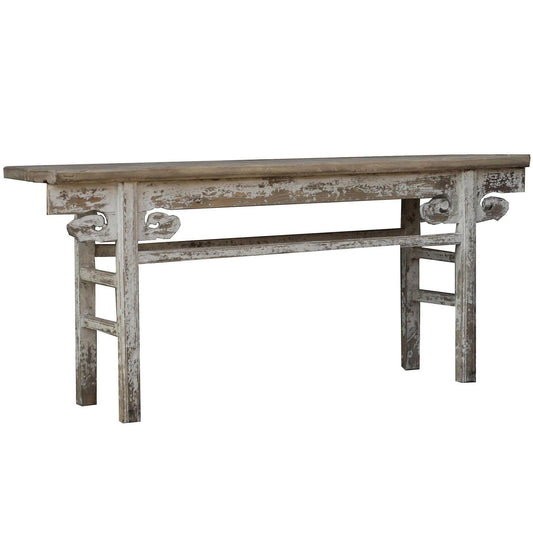 Table console rustique blanche de style ferme