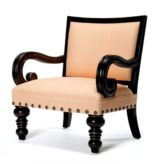 Fauteuil d'appoint à pieds tournés de style villa espagnole