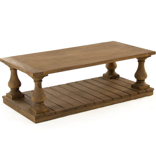 Table basse en planches de bois teintées