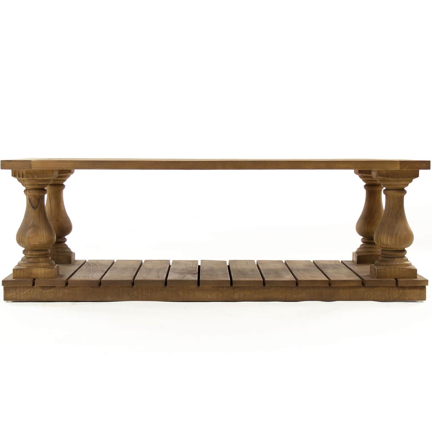 Table basse en planches de bois teintées