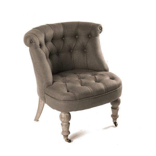 Fauteuil pantoufle touffeté aubergine