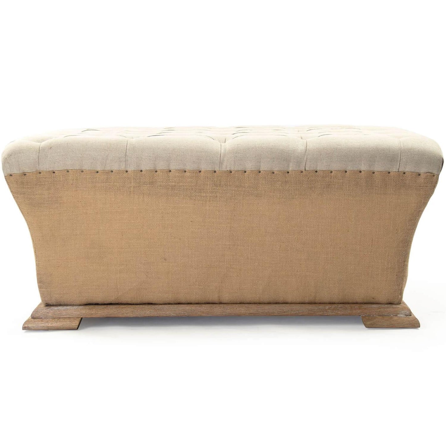 Table basse ottomane en toile de jute touffetée