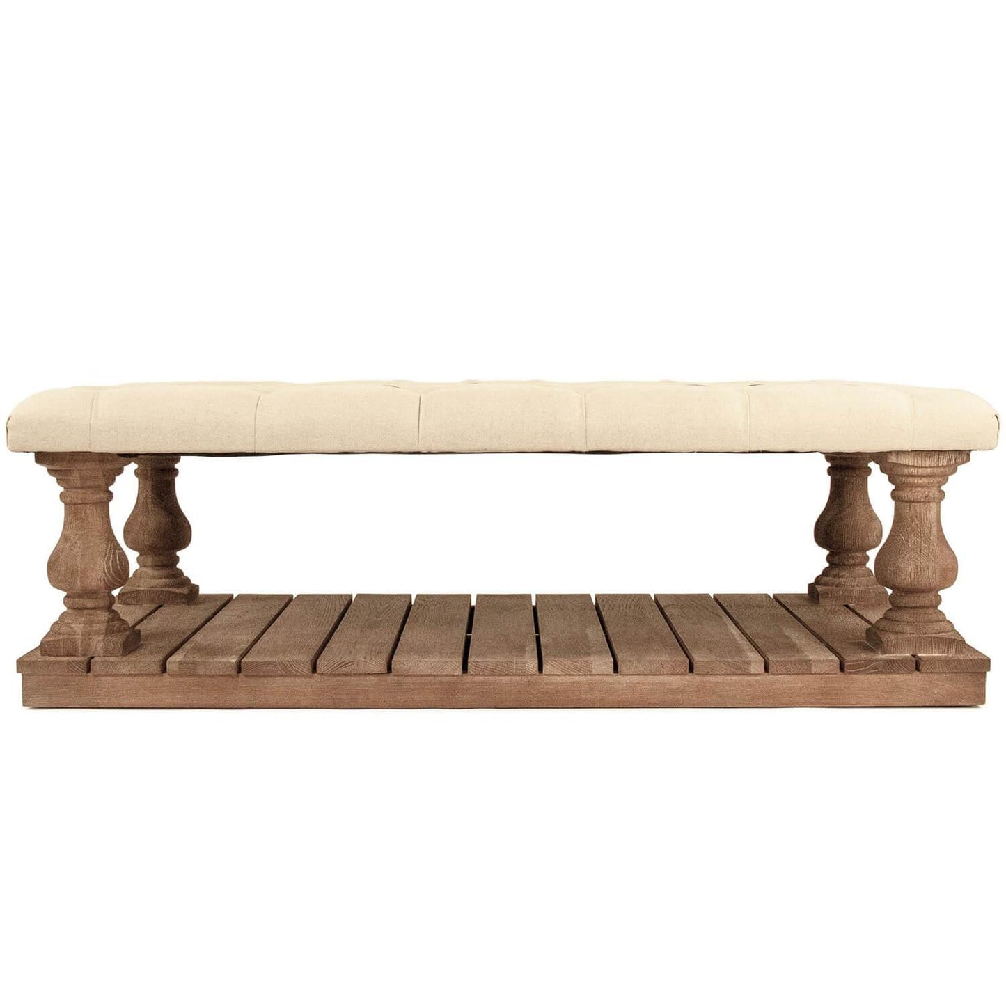 Table basse ottomane touffetée en bois de chêne