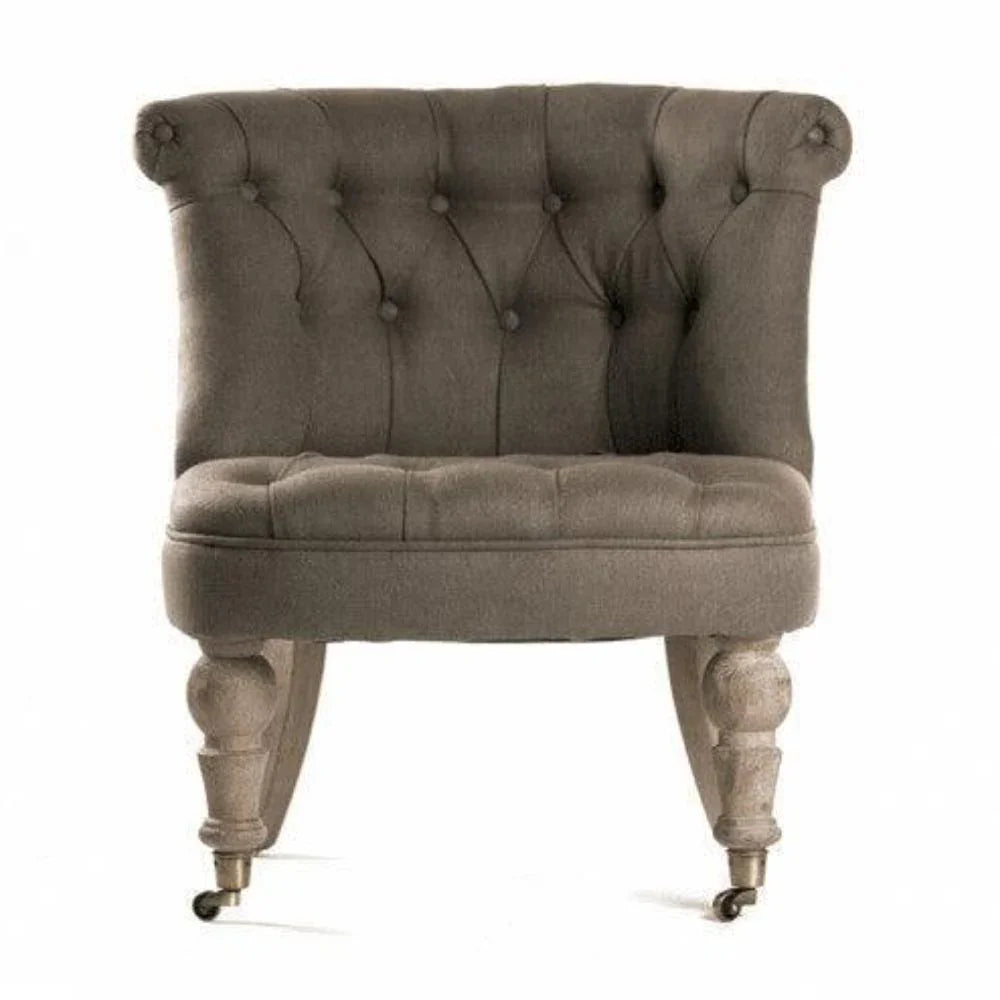 Fauteuil pantoufle touffeté aubergine