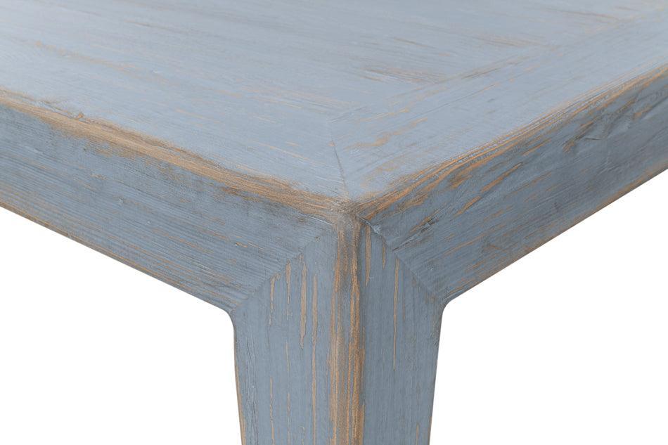 Table basse vintage en planches de style ferme bleu