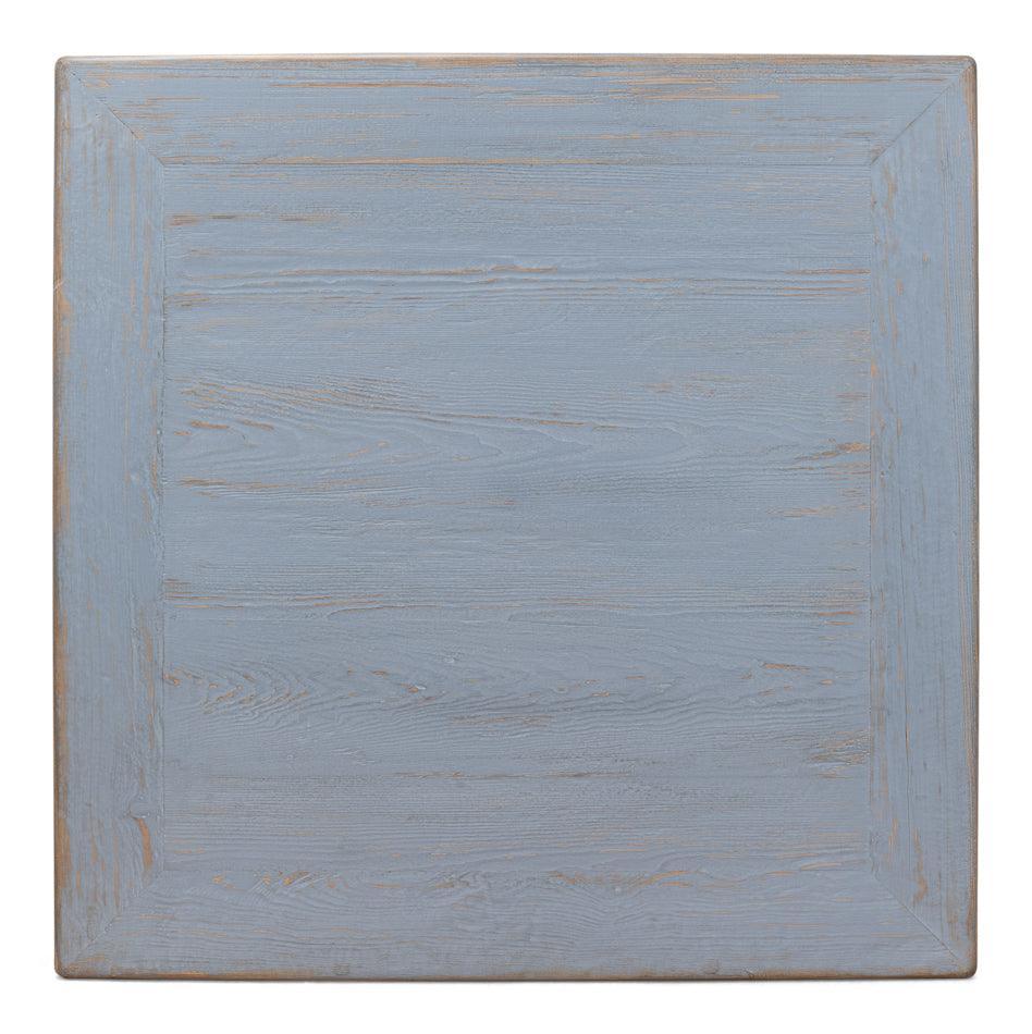 Table basse vintage en planches de style ferme bleu