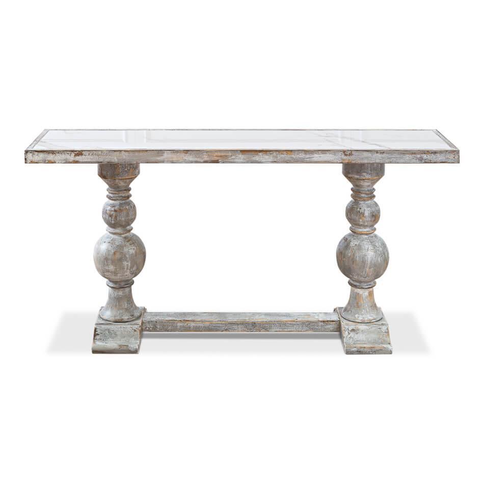 Console vintage avec plateau en porcelaine grise