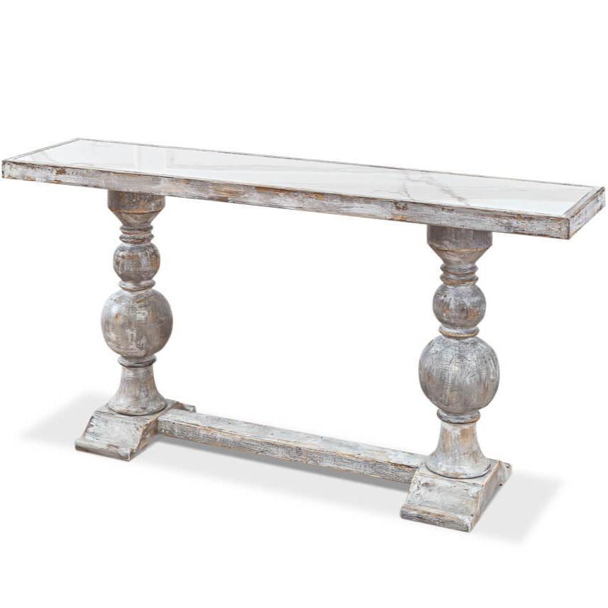Console vintage avec plateau en porcelaine grise