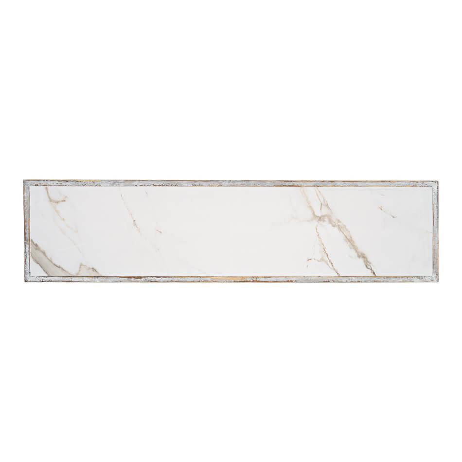 Console vintage avec plateau en porcelaine grise