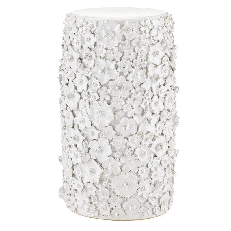 Table d'appoint florale en céramique blanche
