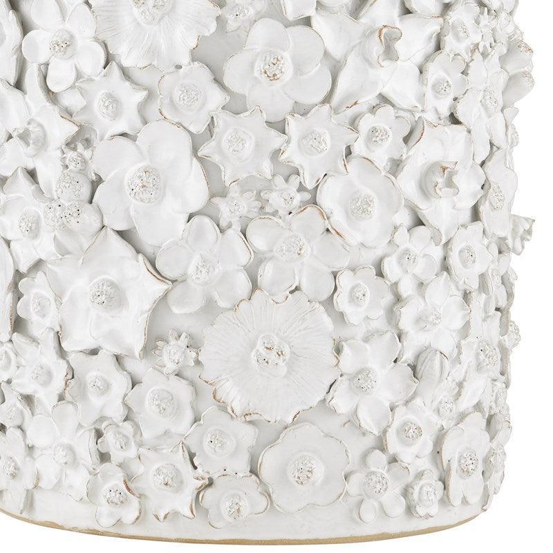 Table d'appoint florale en céramique blanche