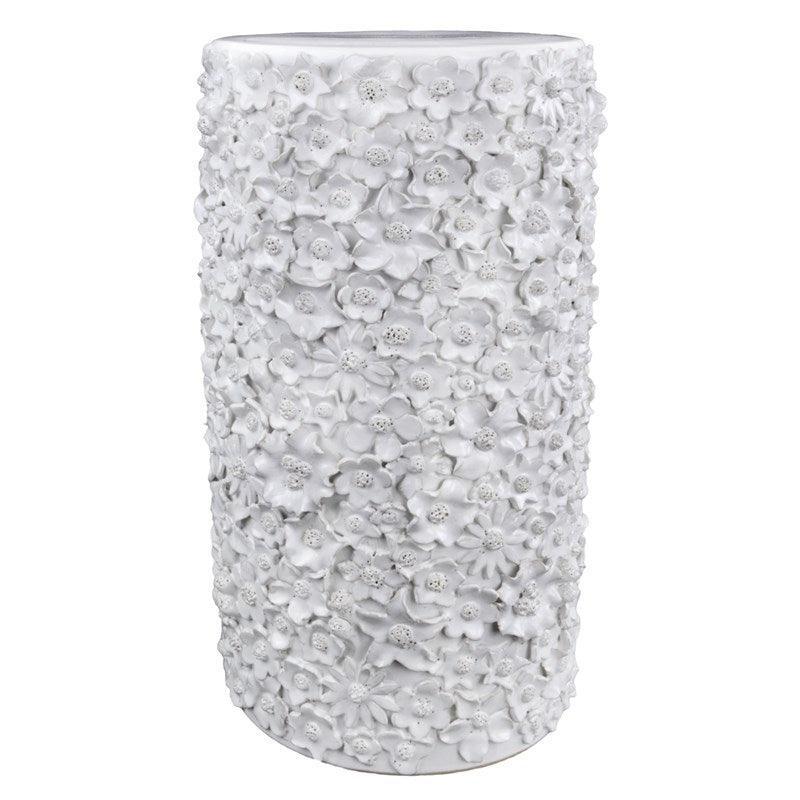 Table d'appoint florale en céramique blanche