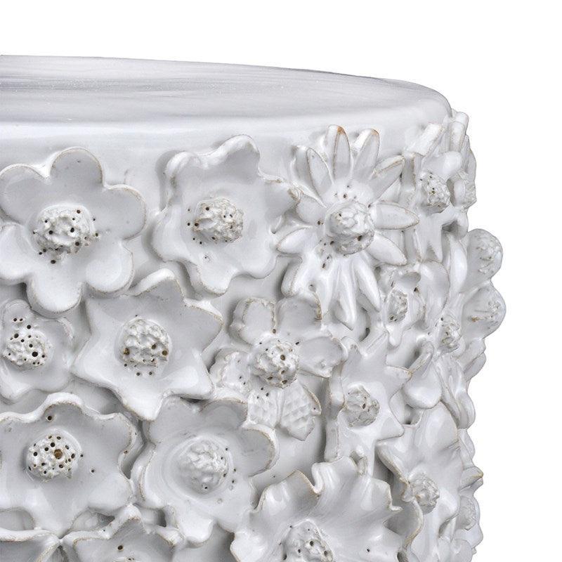 Table d'appoint florale en céramique blanche