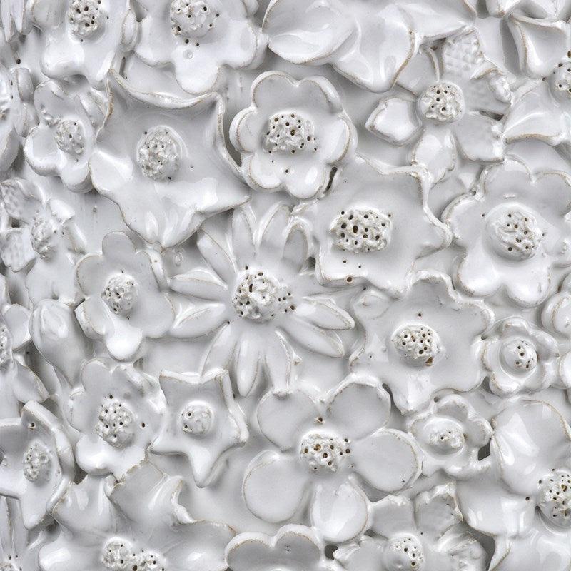 Table d'appoint florale en céramique blanche