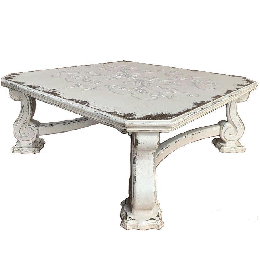 Table basse à volutes blanche Francesa