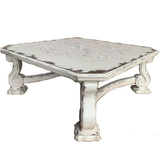 Table basse à volutes blanche Francesa