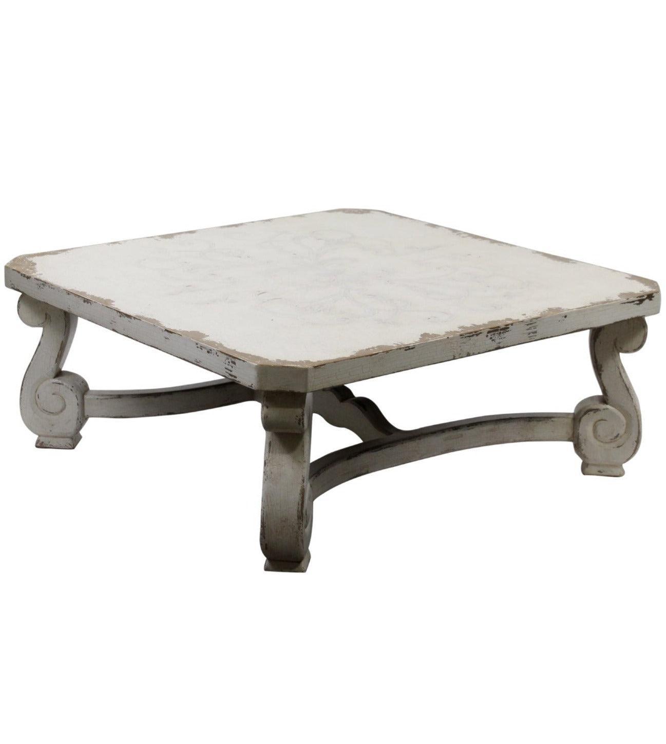 Table basse à volutes blanche Francesa