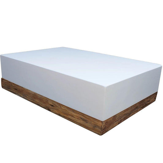 Table basse d'extérieur moderne en teck blanc