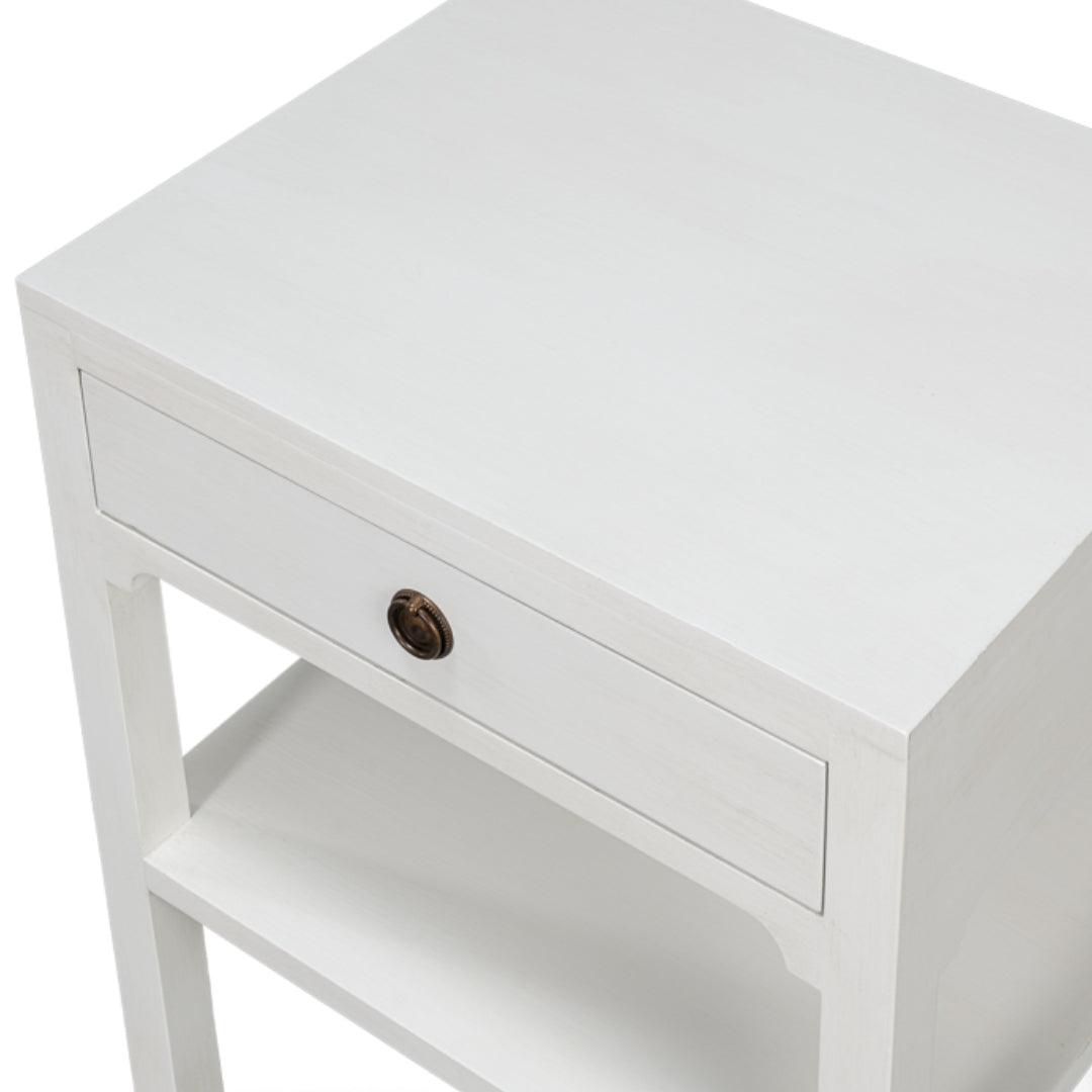 Table d'appoint à tiroir simple blanche Cottage