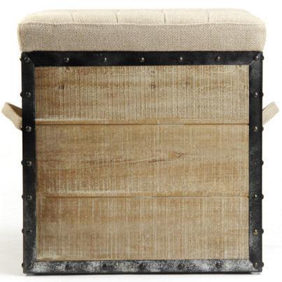Pouf en caisse de bois et de métal
