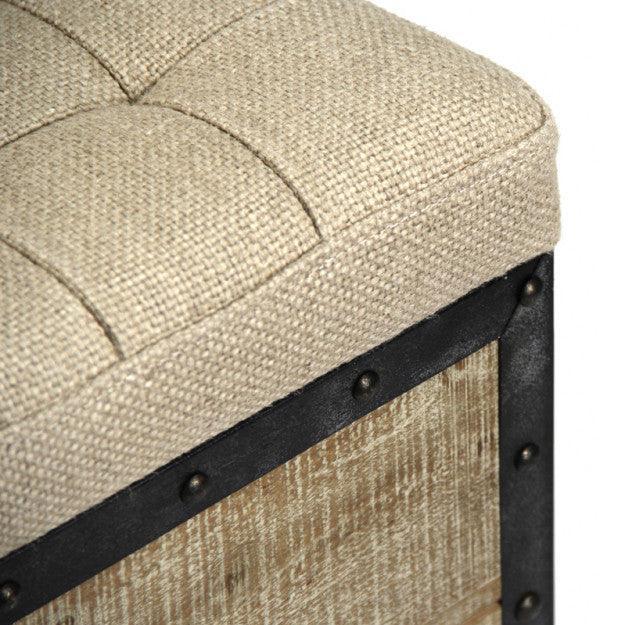 Pouf en caisse de bois et de métal