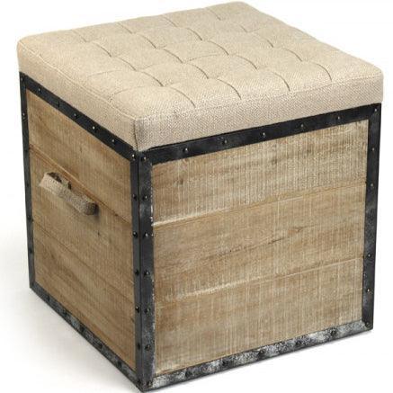 Pouf en caisse de bois et de métal