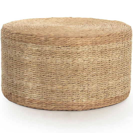 Pouf en jonc de mer tissé