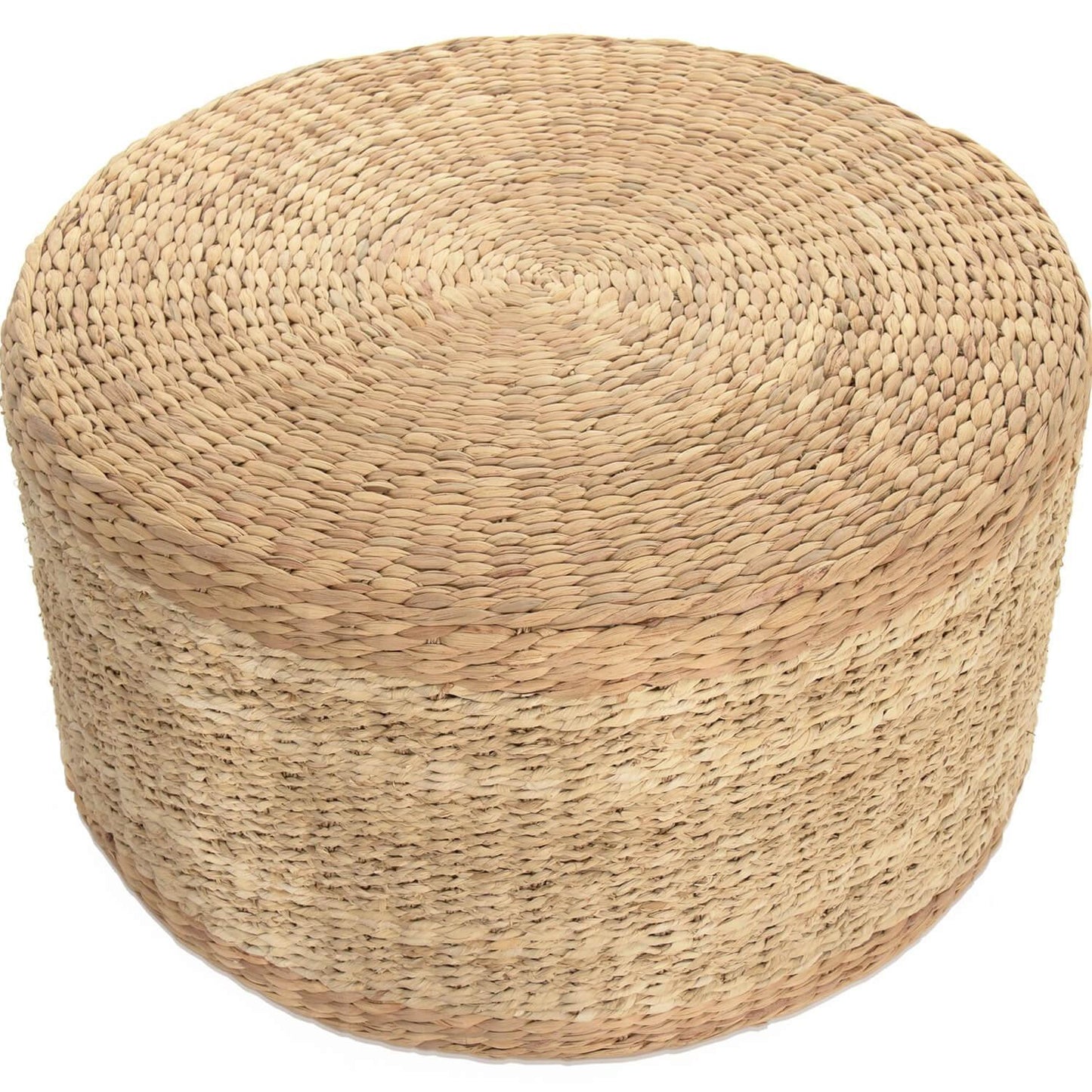 Pouf en jonc de mer tissé